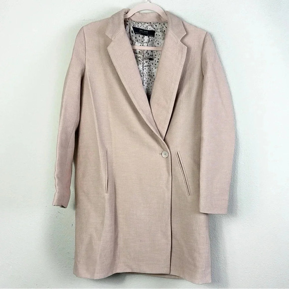 Zara Coat with lapel collar and long sleeves in dusty pink size XS - Picture 14 of 15